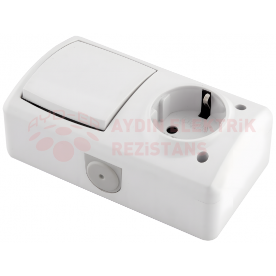 IP44 Nemli Yer Topraklı Priz + Anahtar